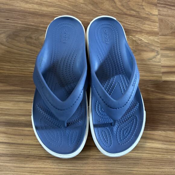 Women’s Crocs Dual Comfort Flip Flops Sandal Blue Size 8 Cushion Slip On - Picture 1 of 5